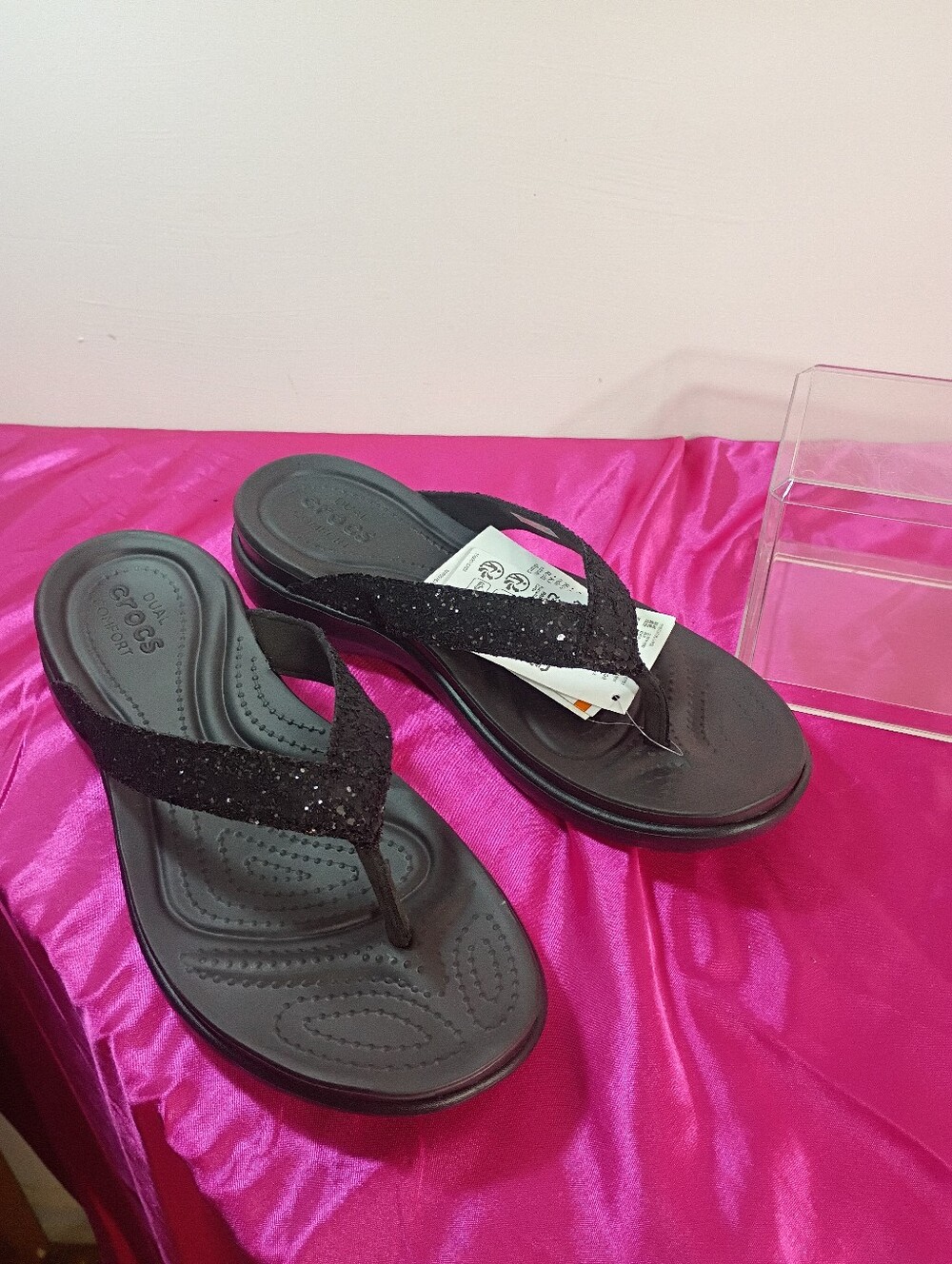 Crocs Women's SZ 9 Sloane Glitter Wedge Flip 206781-001 NWT - Picture 9 of 10